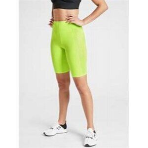 Athleta Stay Fly 9" Shorts in Young Banana (Neon Green), Size Medium